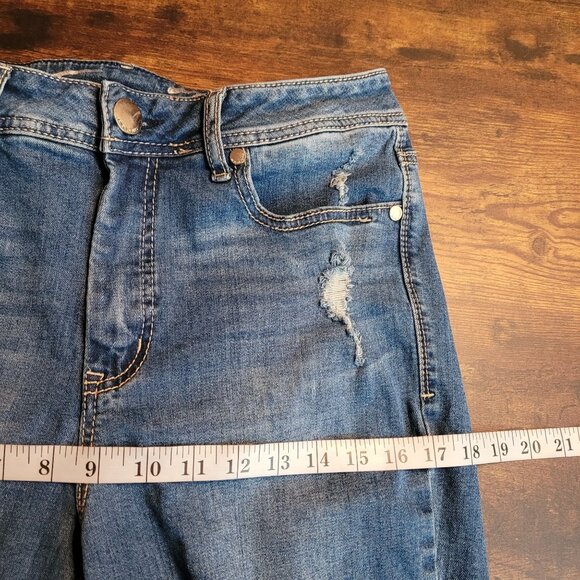 Seven7 Jeans Size 12 High Rise Legging Raw Step Hem Tummy Control Ripped - Picture 8 of 12
